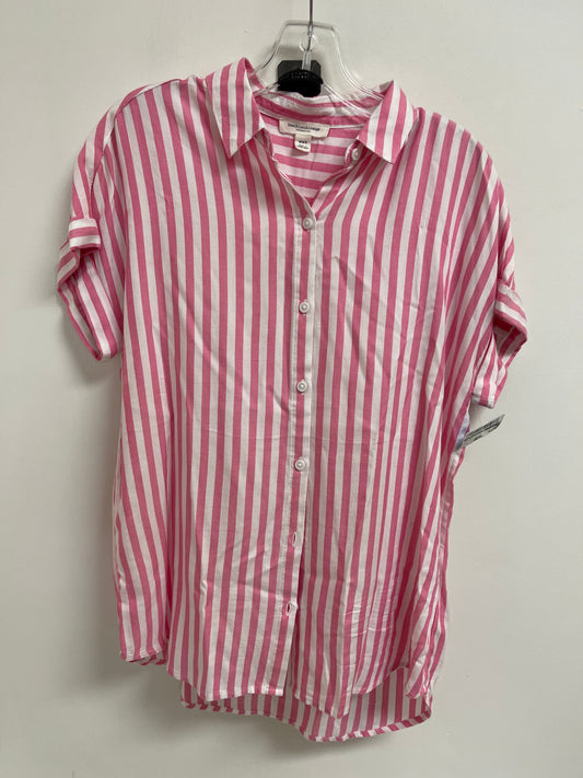 Top Short Sleeve By Beachlunchlounge In Pink & White, Size: M