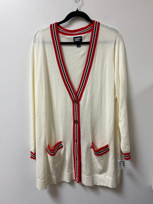 Cardigan By Lands End In Blue & Red & White, Size: 1x