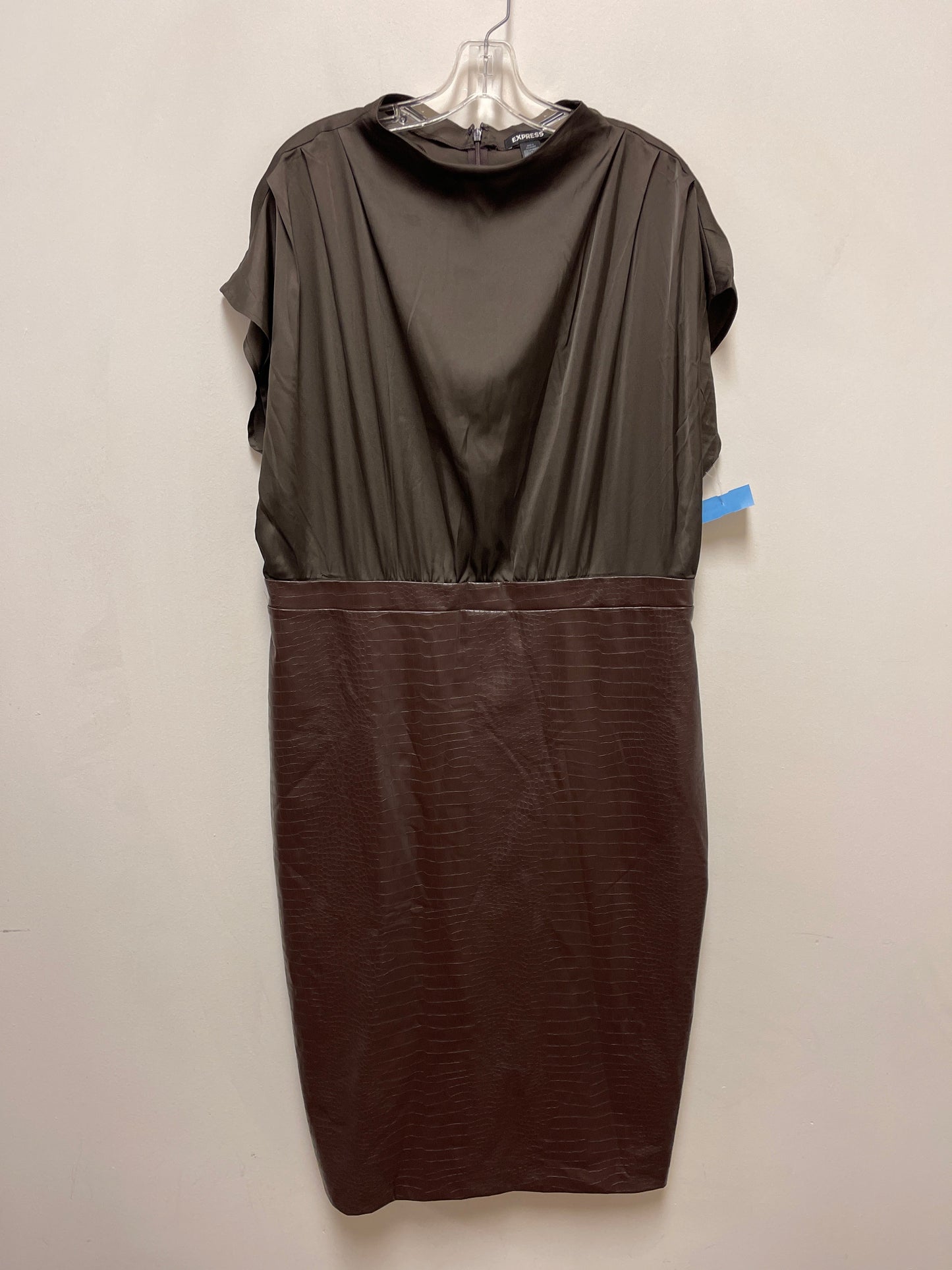 Dress Casual Midi By Express In Brown, Size: Xl