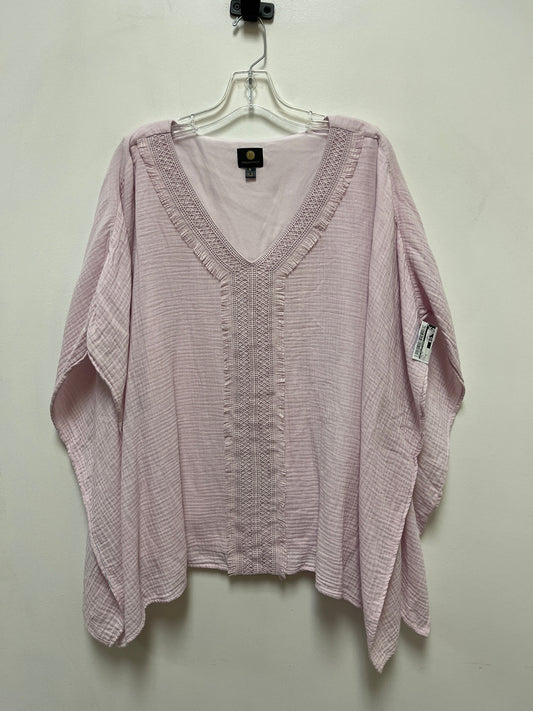 Top Short Sleeve By Jm Collections In Pink, Size: Xl