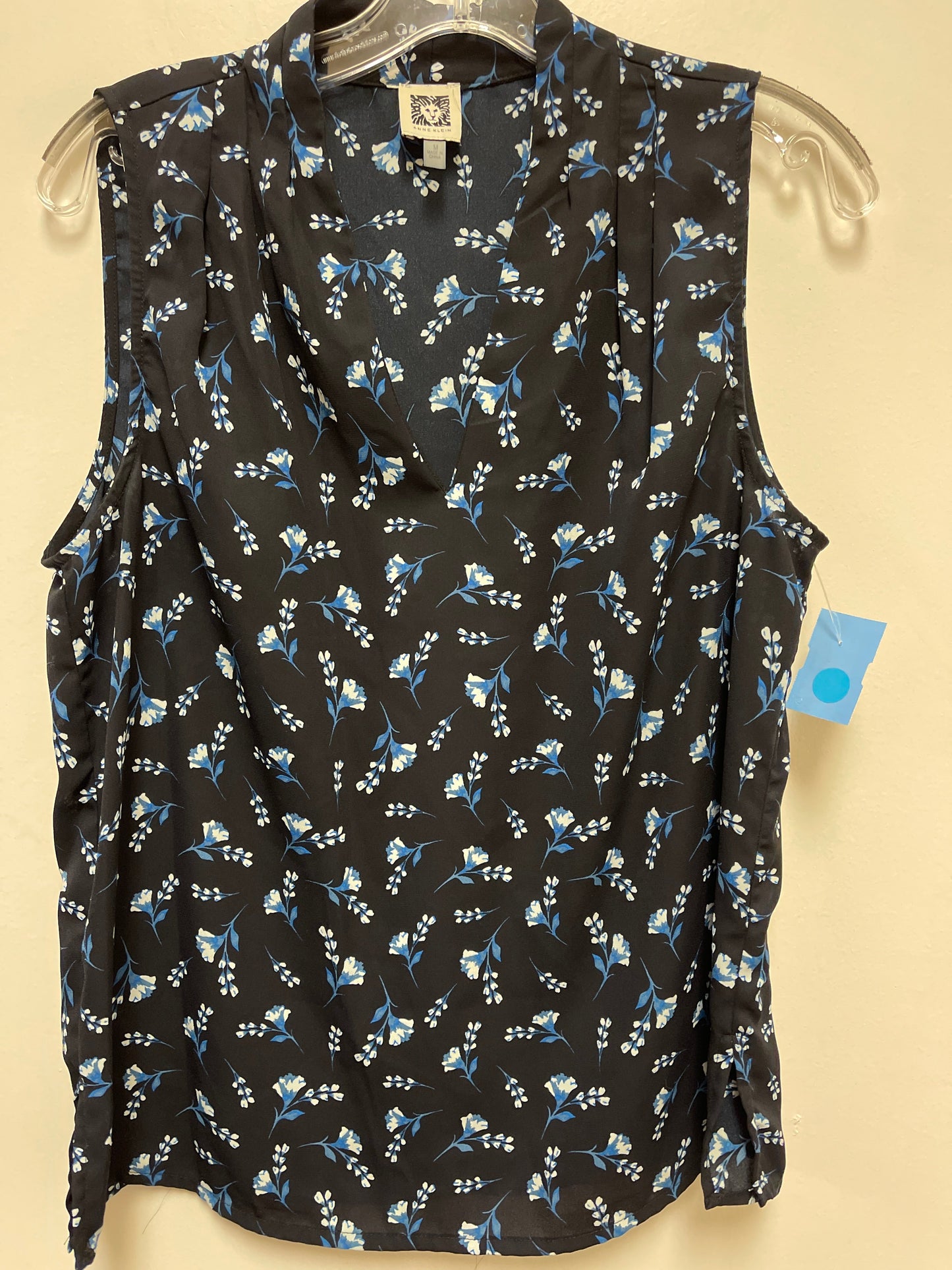 Top Sleeveless By Anne Klein In Black & Blue, Size: M