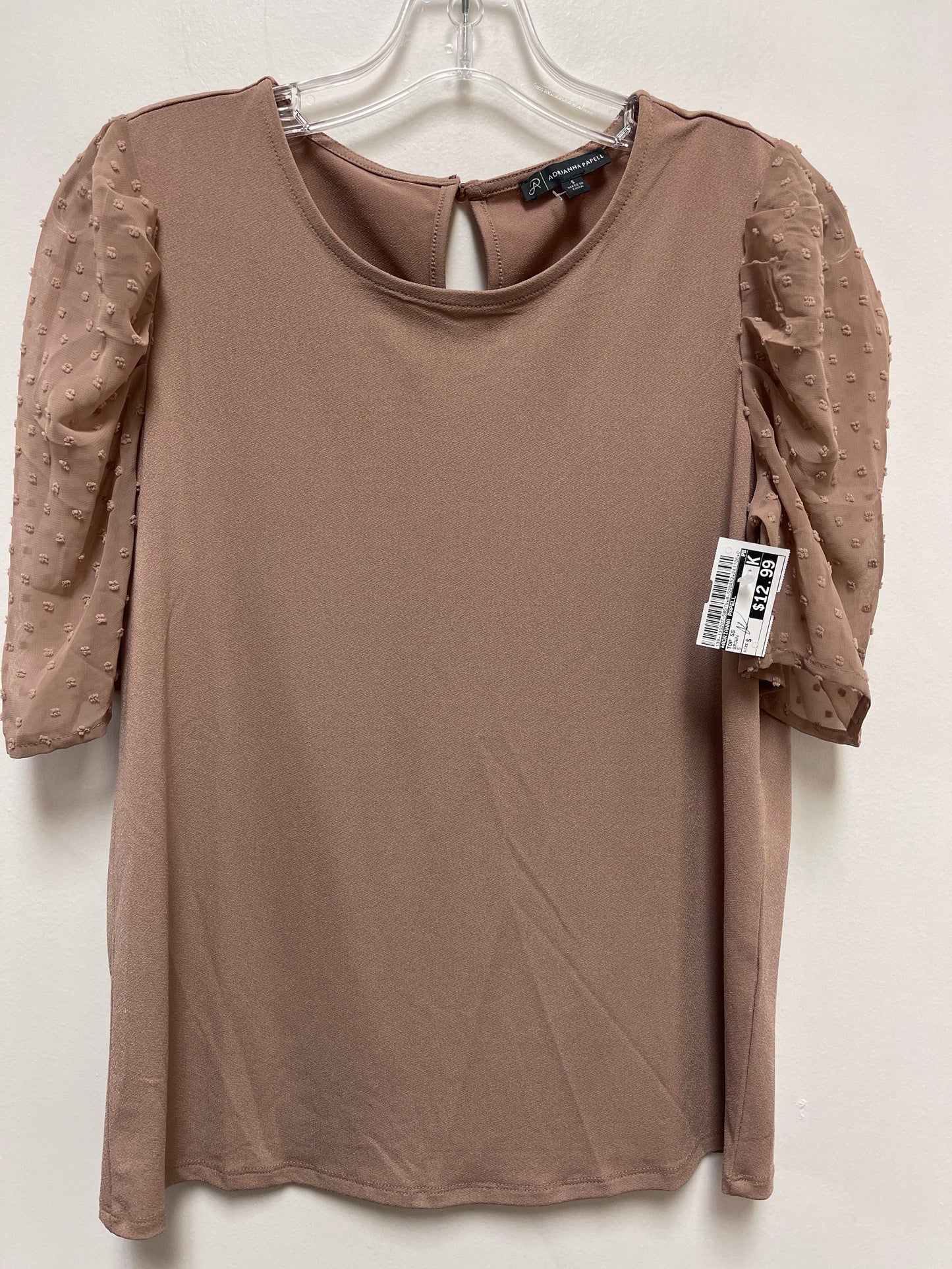 Top Short Sleeve By Adrianna Papell In Brown, Size: S