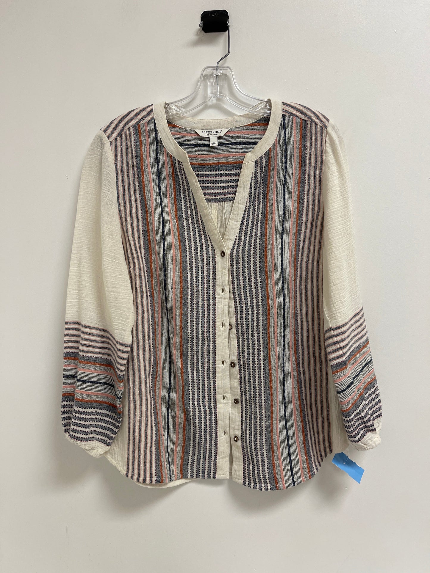 Top Long Sleeve By Liverpool In Striped Pattern, Size: S