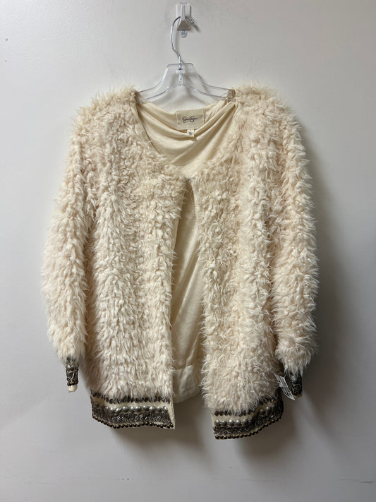 Jacket Faux Fur & Sherpa By Jessica Simpson In White, Size: L