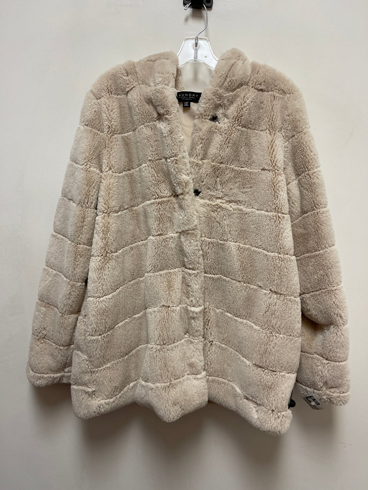 Coat Faux Fur & Sherpa By Laundry In Cream, Size: L