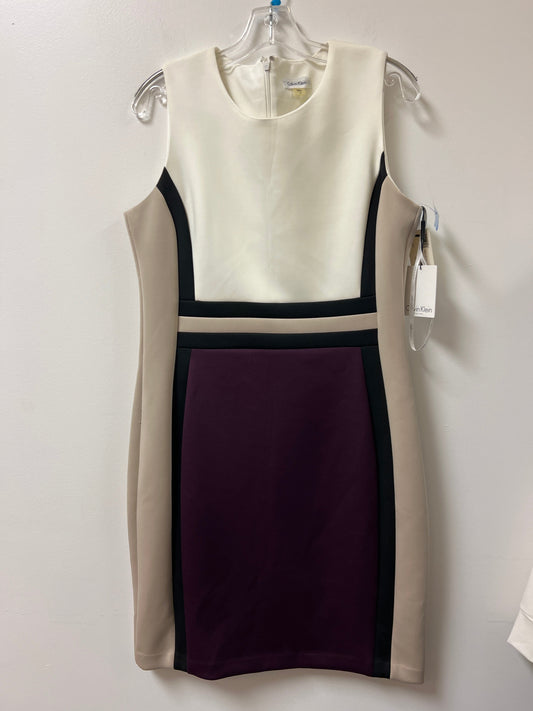 Dress Casual Midi By Calvin Klein In Purple & White, Size: Xl