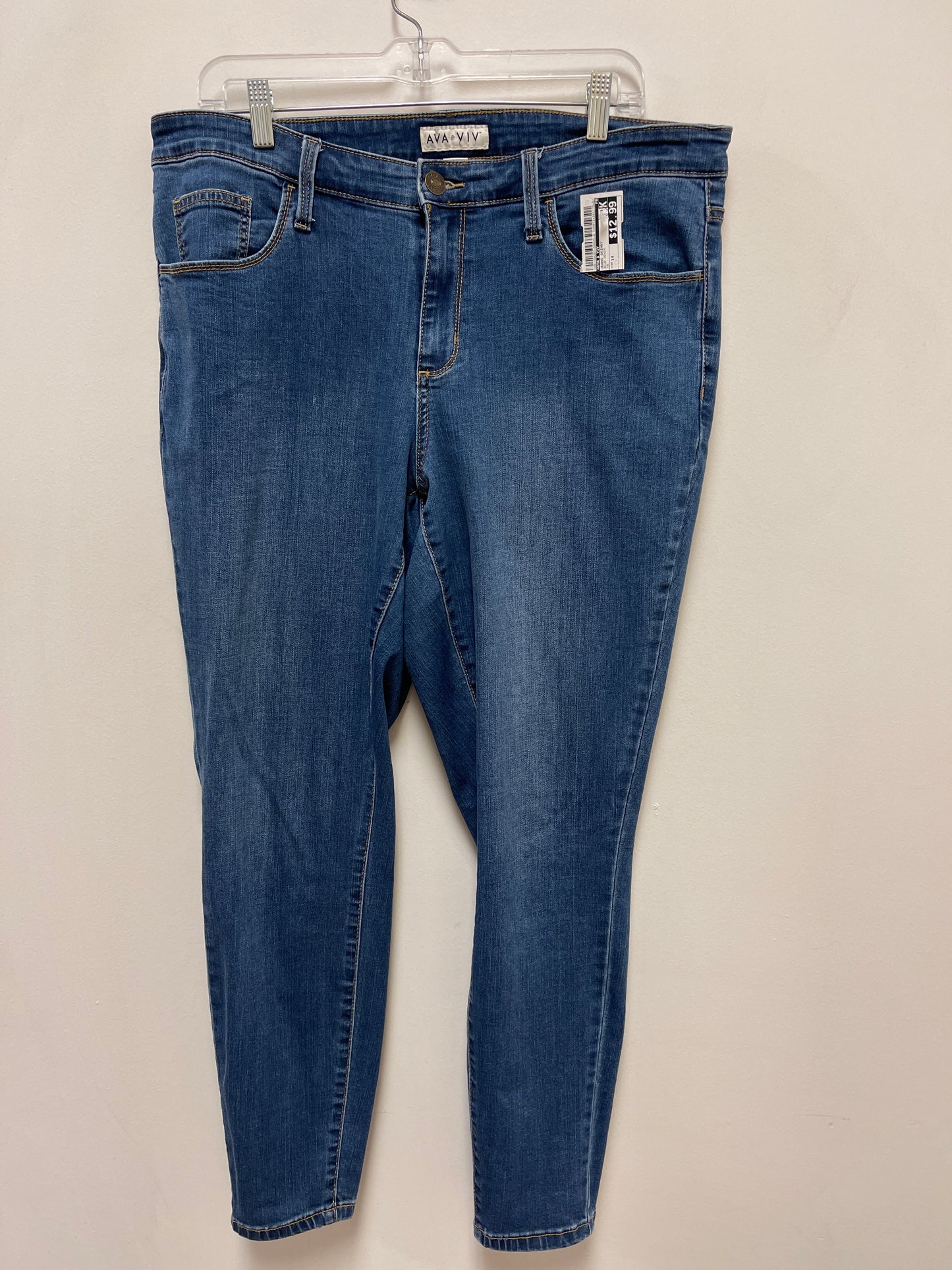 Jeans Skinny By Ava & Viv In Blue Denim, Size: 14