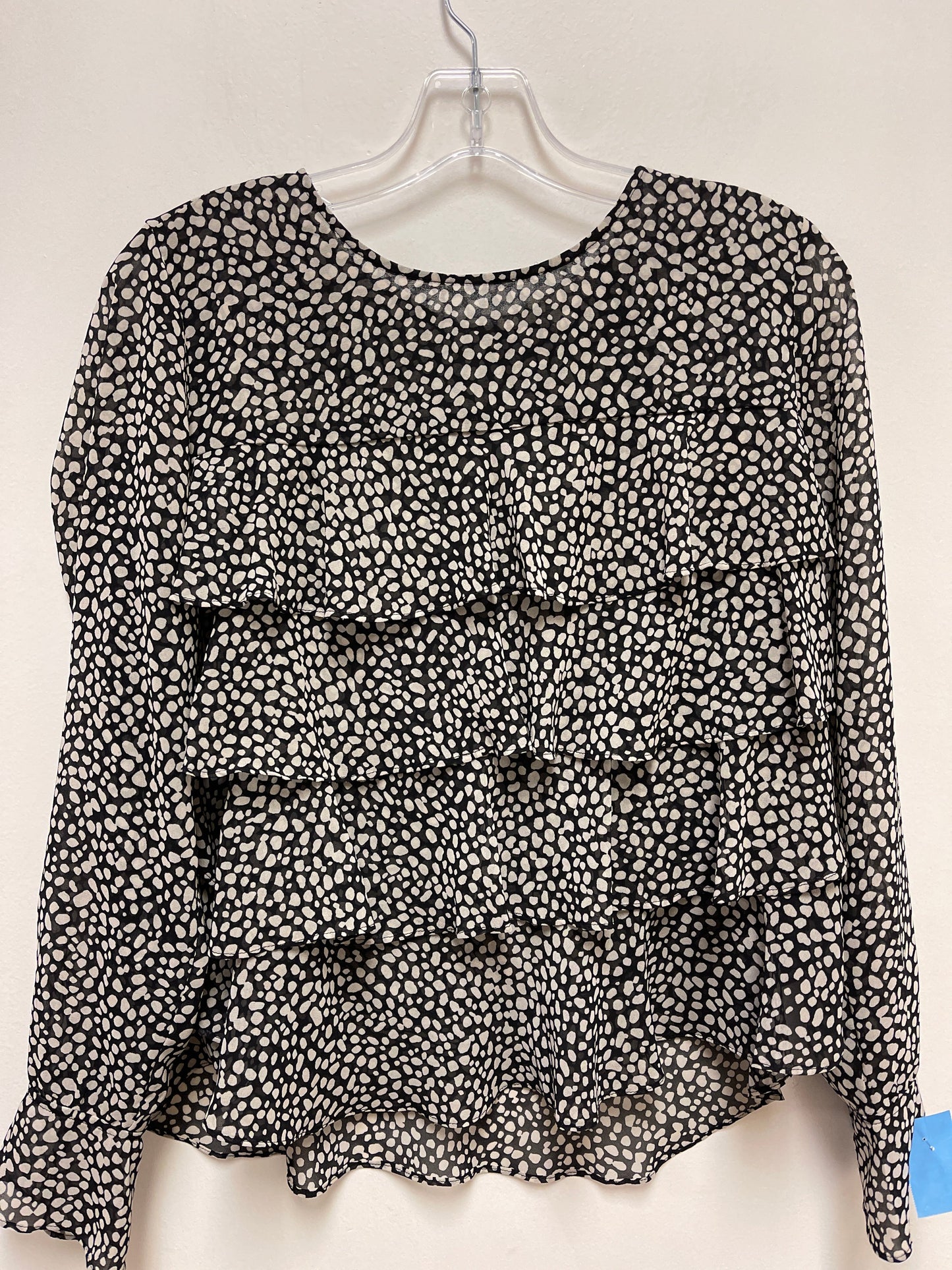 Top Long Sleeve By Loft In Black & Cream, Size: M