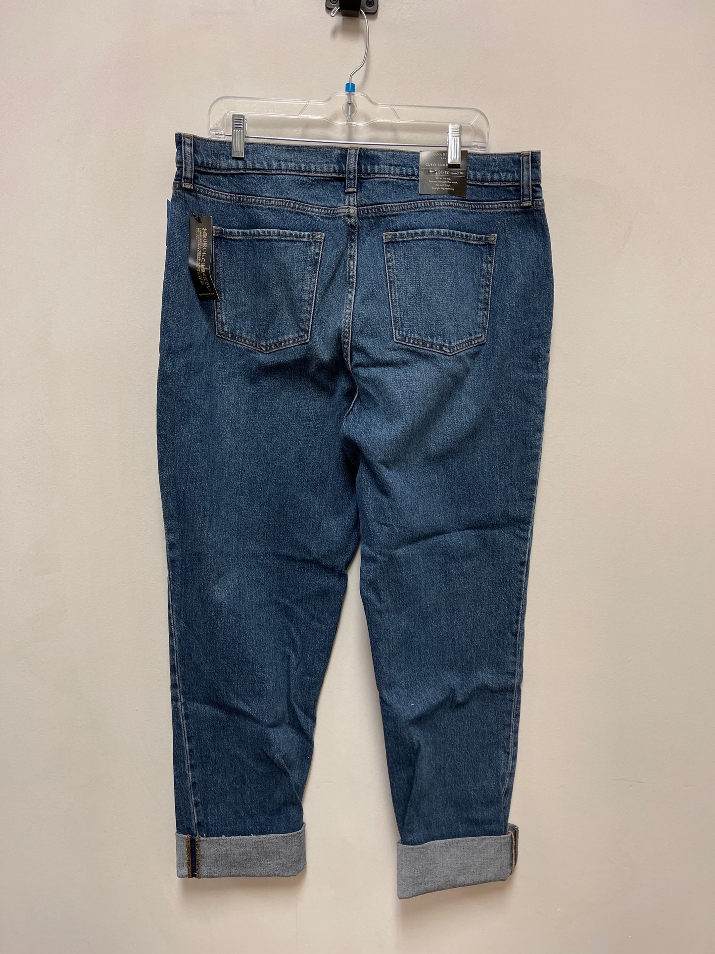 Jeans Straight By Banana Republic In Blue Denim, Size: 12