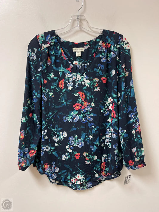 Top Long Sleeve By Adrienne Vittadini In Blue, Size: S