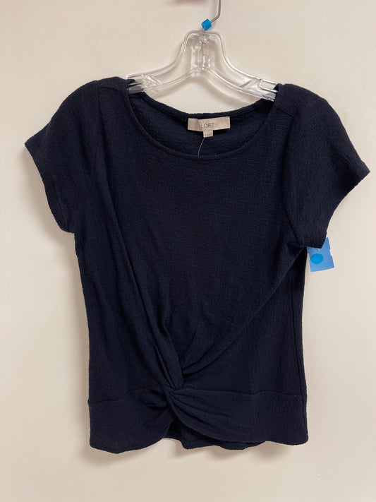 Top Short Sleeve By Loft In Navy, Size: S