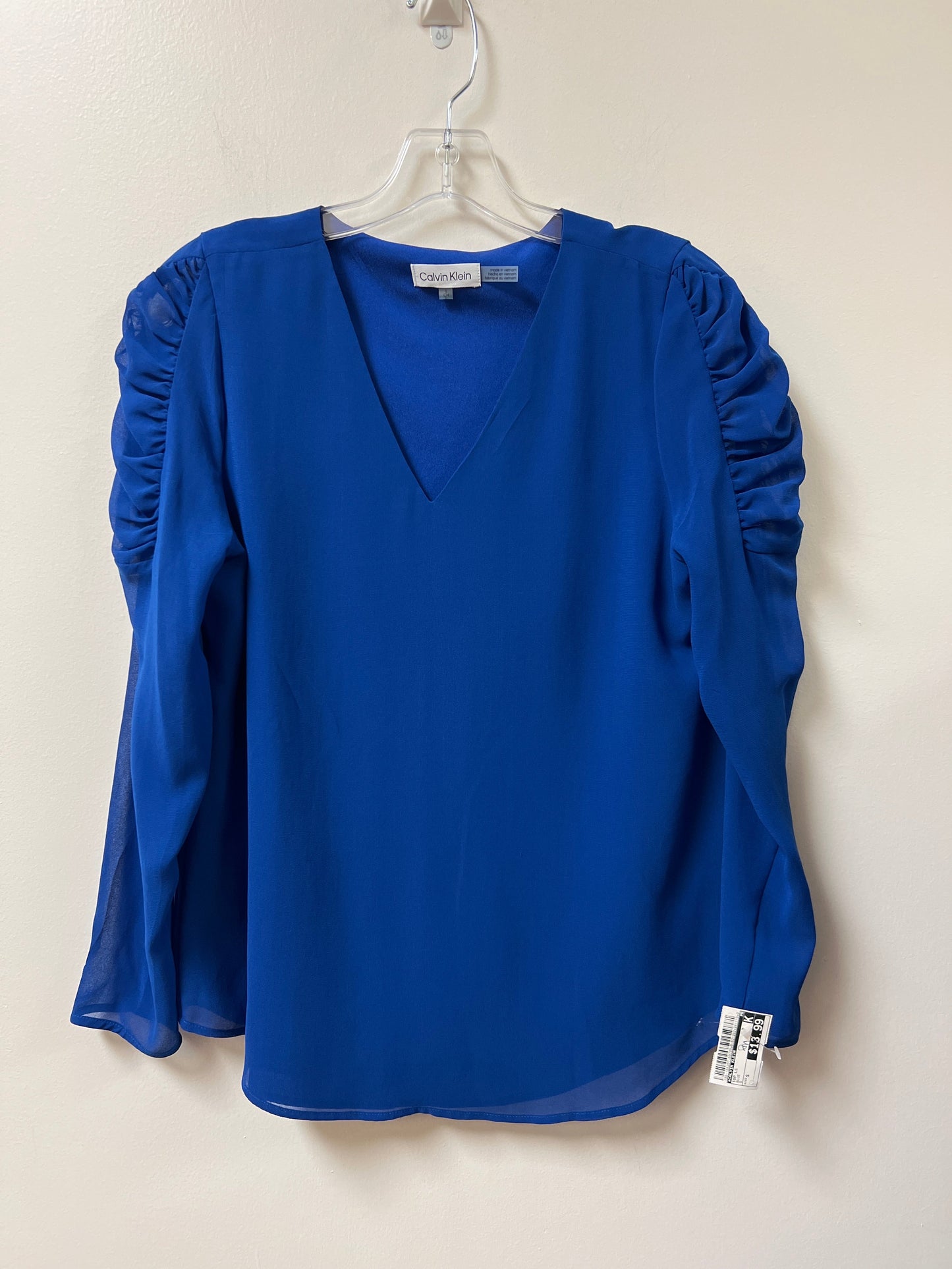 Top Long Sleeve By Calvin Klein In Blue, Size: S