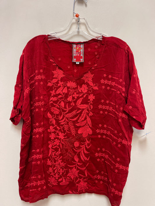 Top Short Sleeve Designer By Johnny Was In Red, Size: S