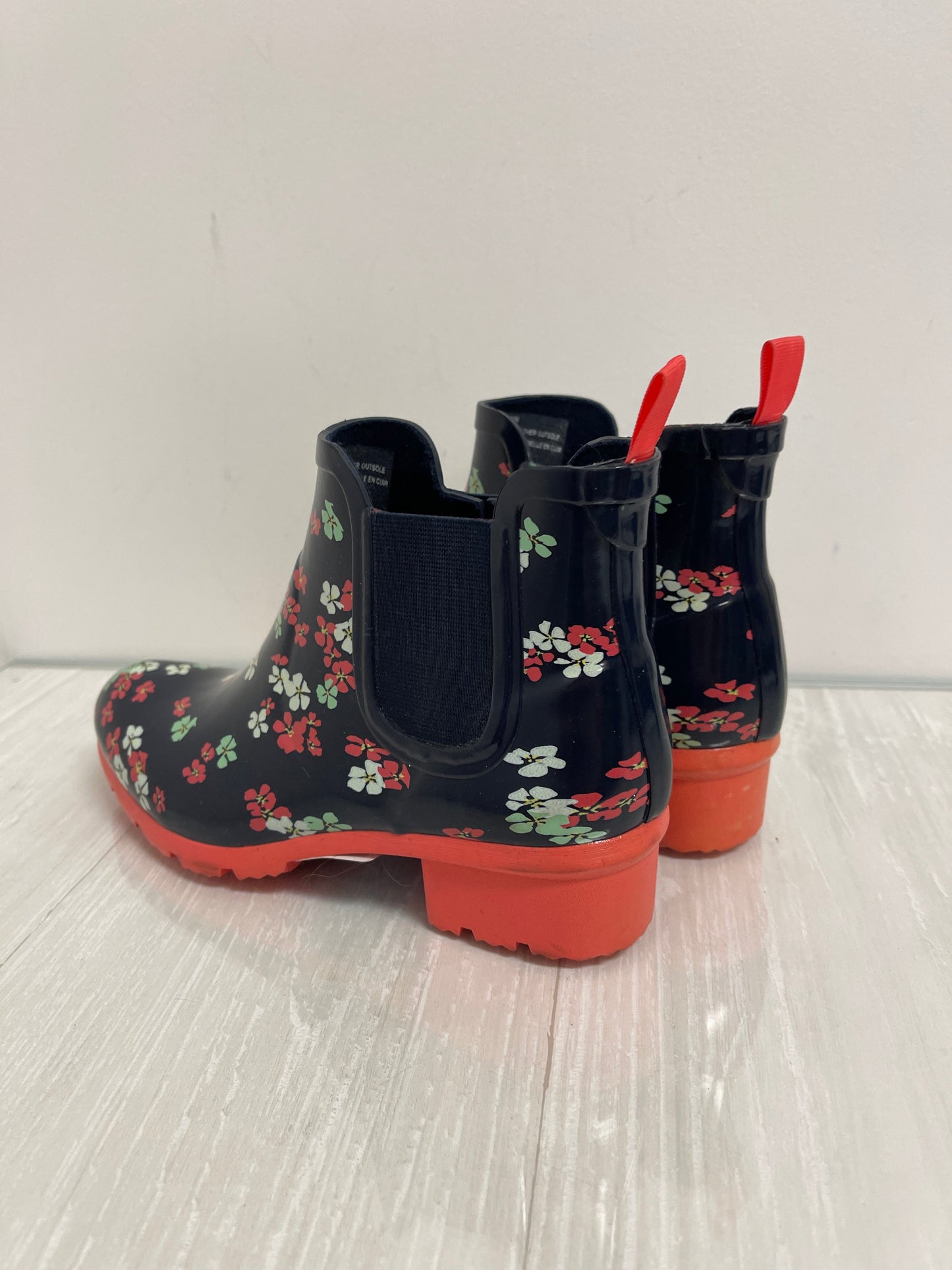 Boots Rain By Clothes Mentor In Floral Print, Size: 7