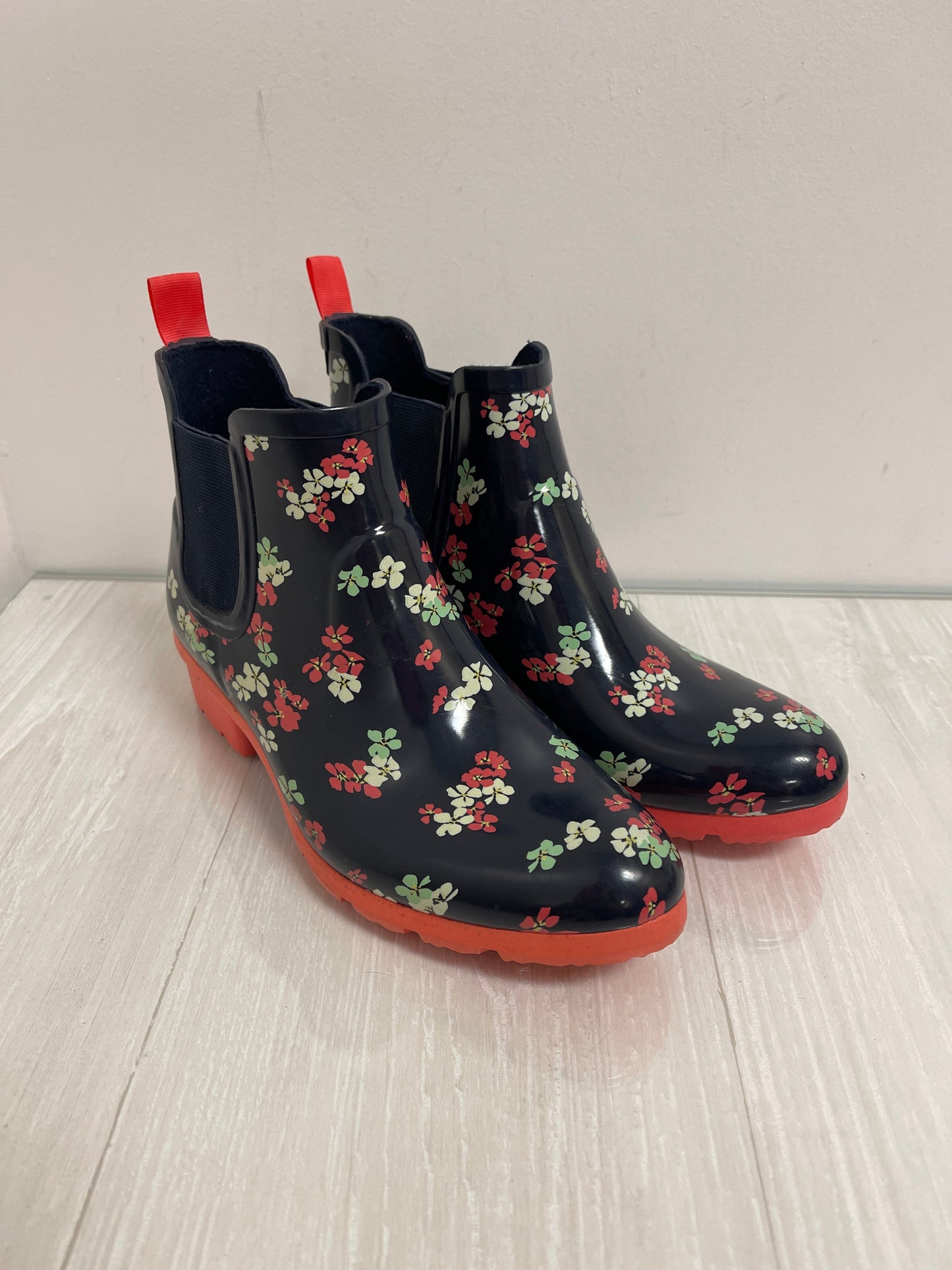 Boots Rain By Clothes Mentor In Floral Print, Size: 7