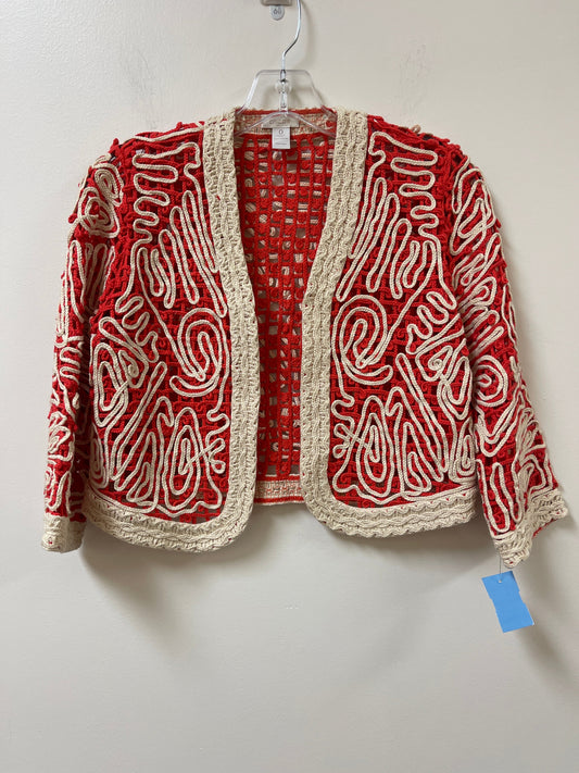 Cardigan By Chicos In Orange & White, Size: S