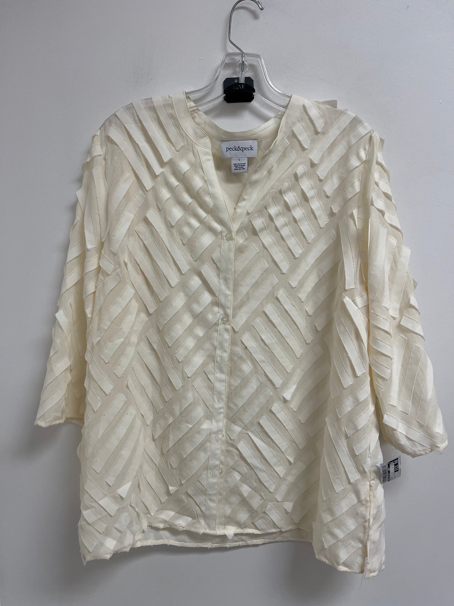 Top Long Sleeve By Peck And Peck In Cream, Size: L