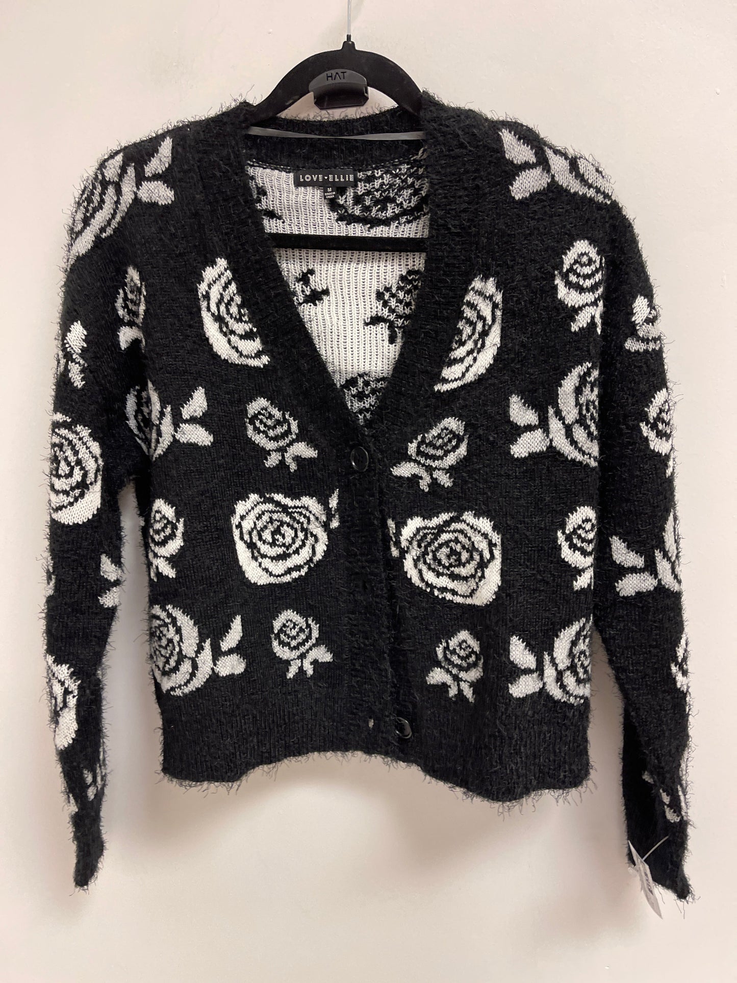 Cardigan By Clothes Mentor In Black & White, Size: M