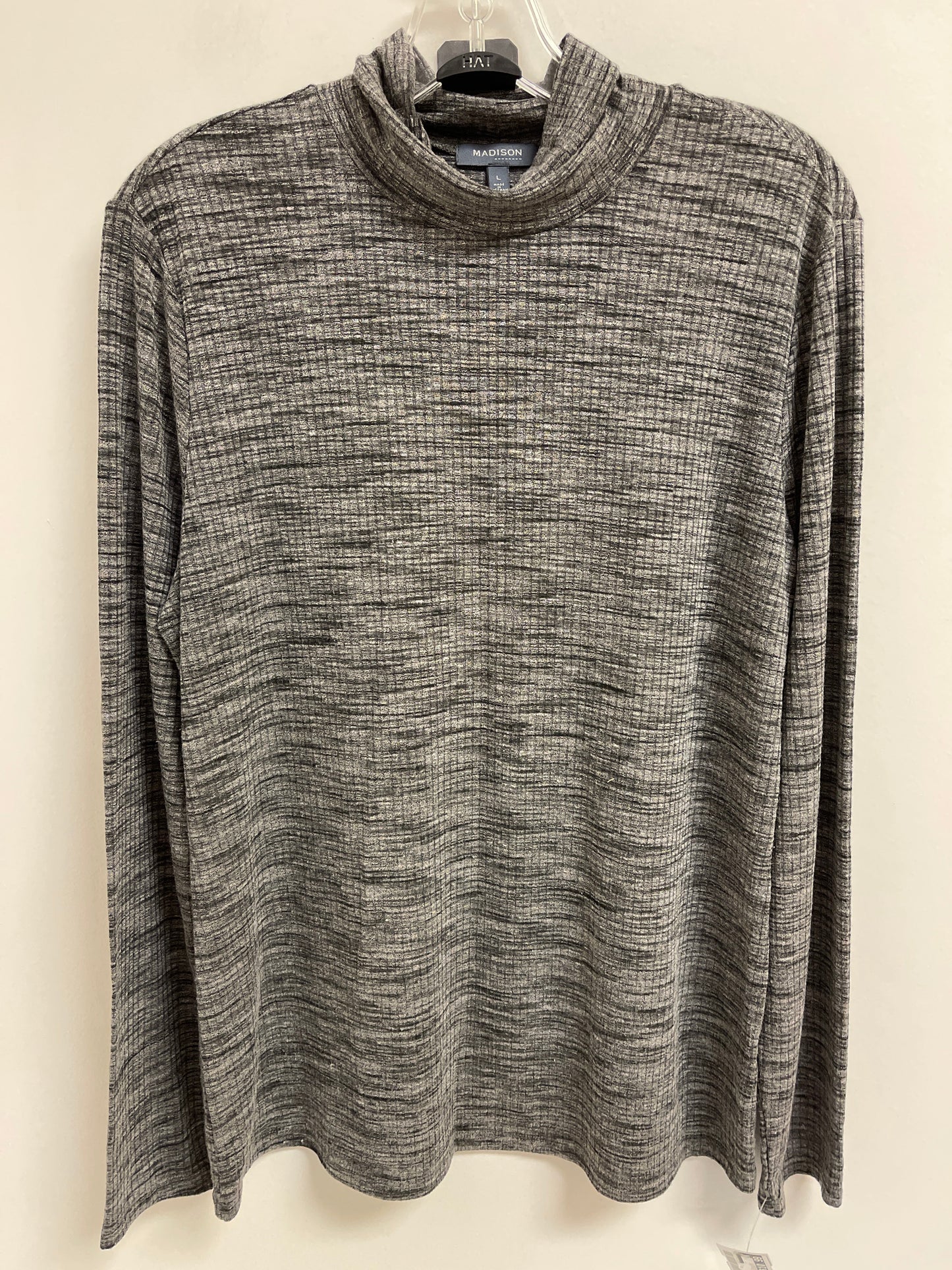 Top Long Sleeve By Madison In Grey, Size: L