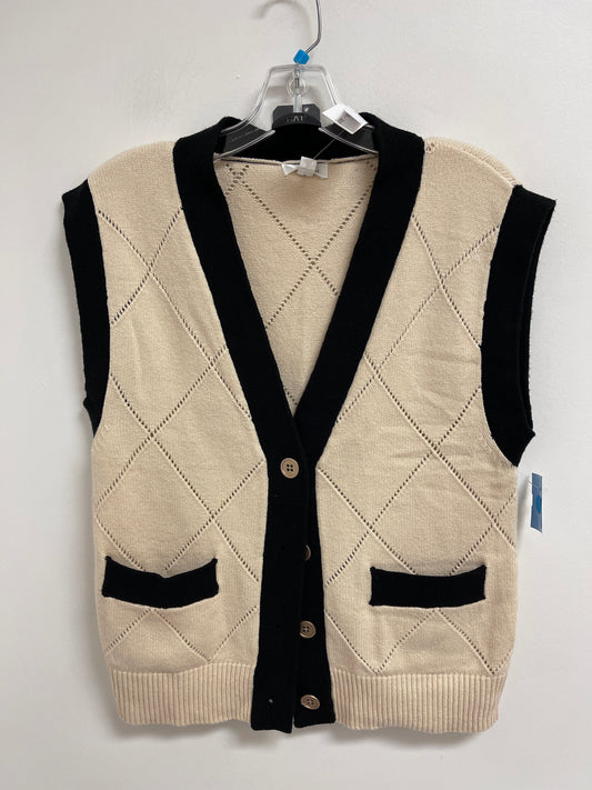 Vest Sweater By Clothes Mentor In Black & Cream, Size: M