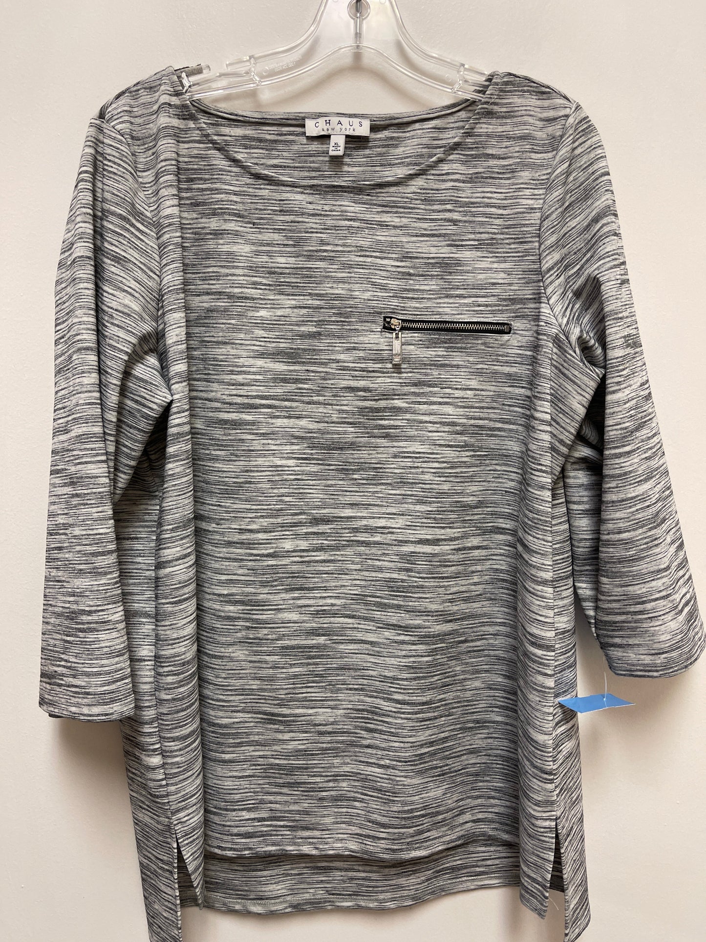 Top Long Sleeve By Chaus In Grey, Size: Xl