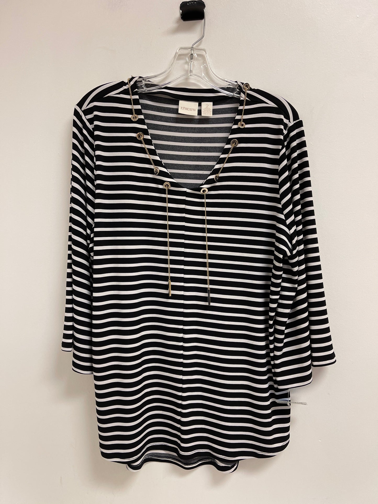 Top Long Sleeve By Chicos In Striped Pattern, Size: L