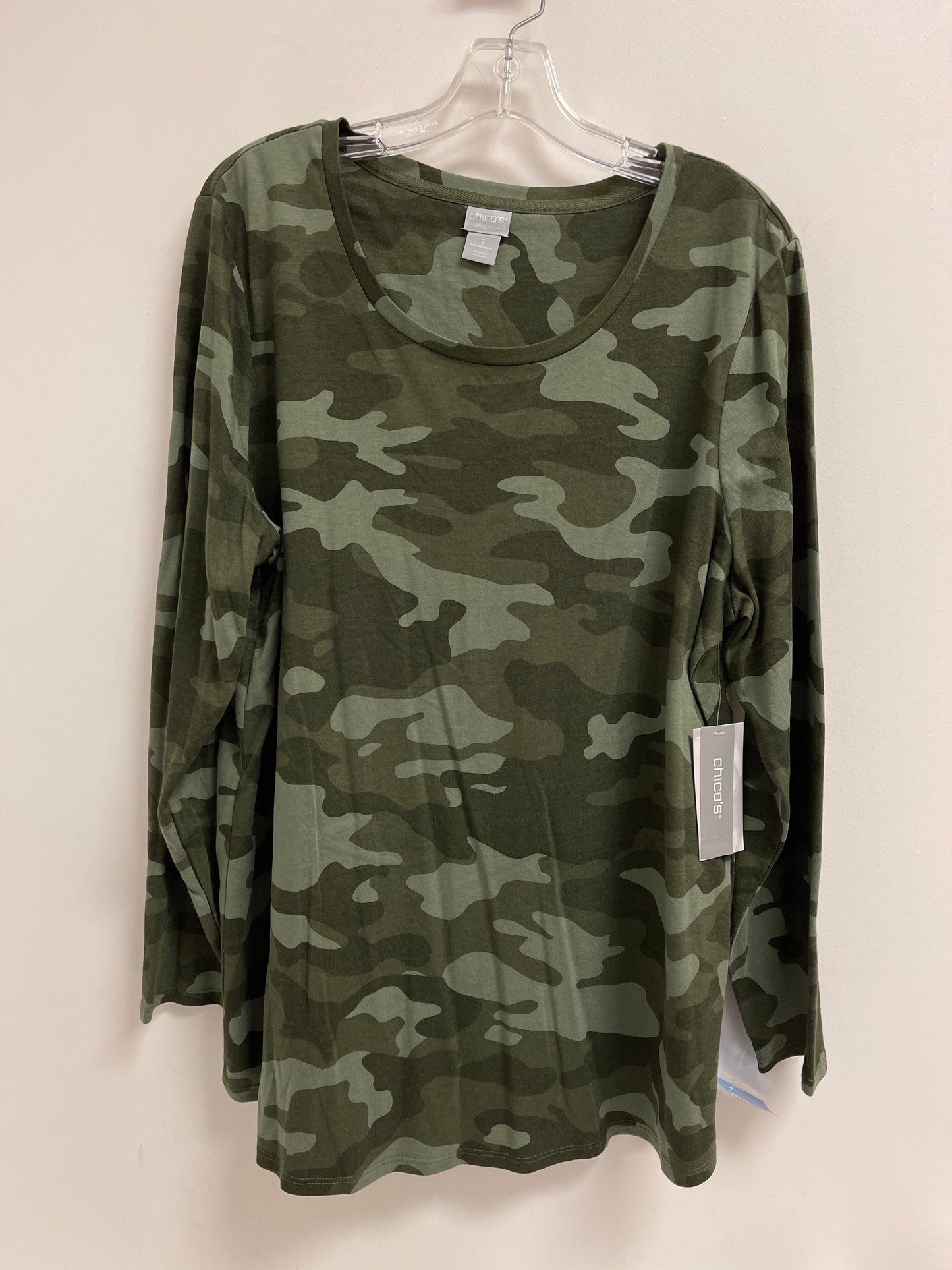 Top Long Sleeve By Chicos In Camouflage Print, Size: Xl