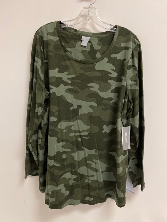 Top Long Sleeve By Chicos In Camouflage Print, Size: Xl