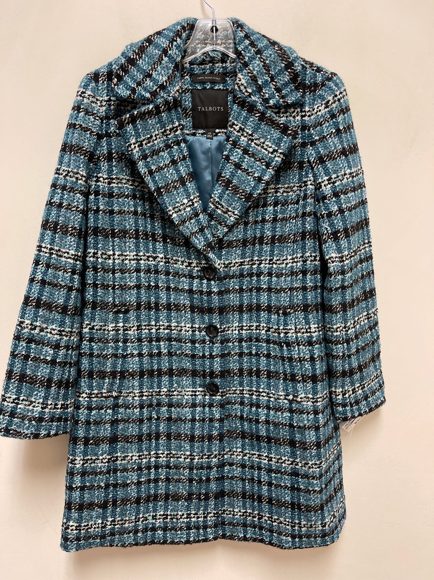 Coat Peacoat By Talbots In Black & Blue, Size: Xs