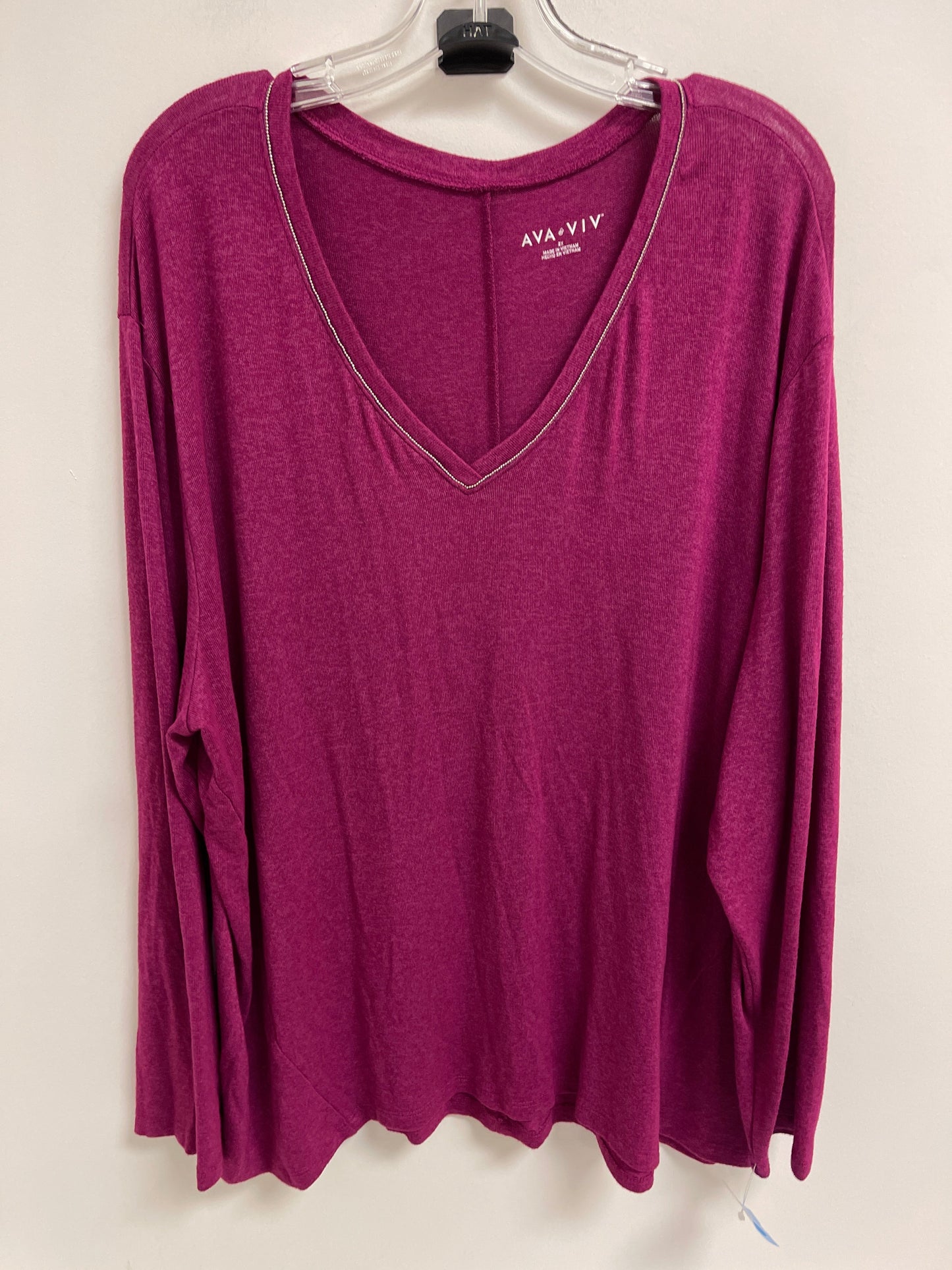 Top Long Sleeve By Ava & Viv In Purple, Size: 2x