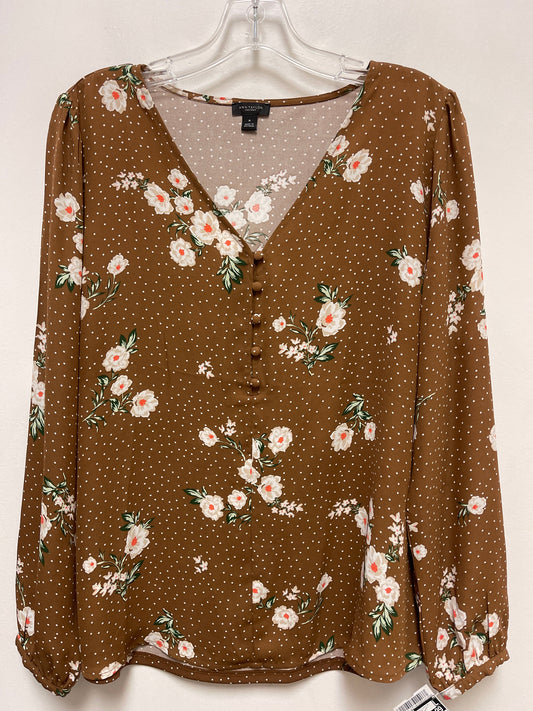 Top Long Sleeve By Ann Taylor In Brown, Size: M