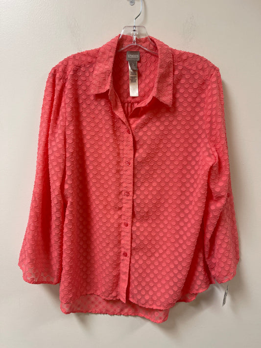 Blouse Long Sleeve By Chicos In Pink, Size: L