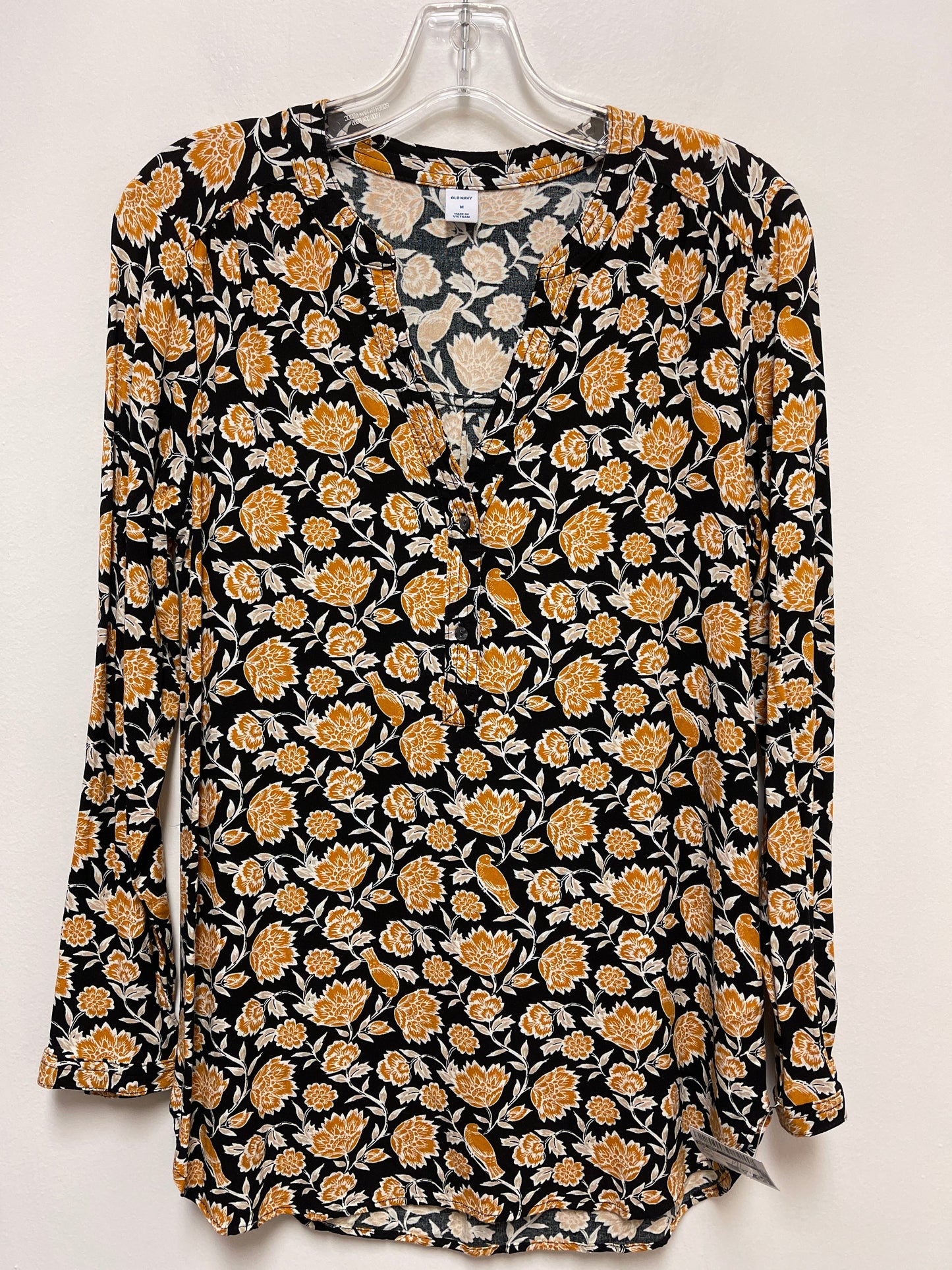 Top Long Sleeve By Old Navy In Black & Yellow, Size: M