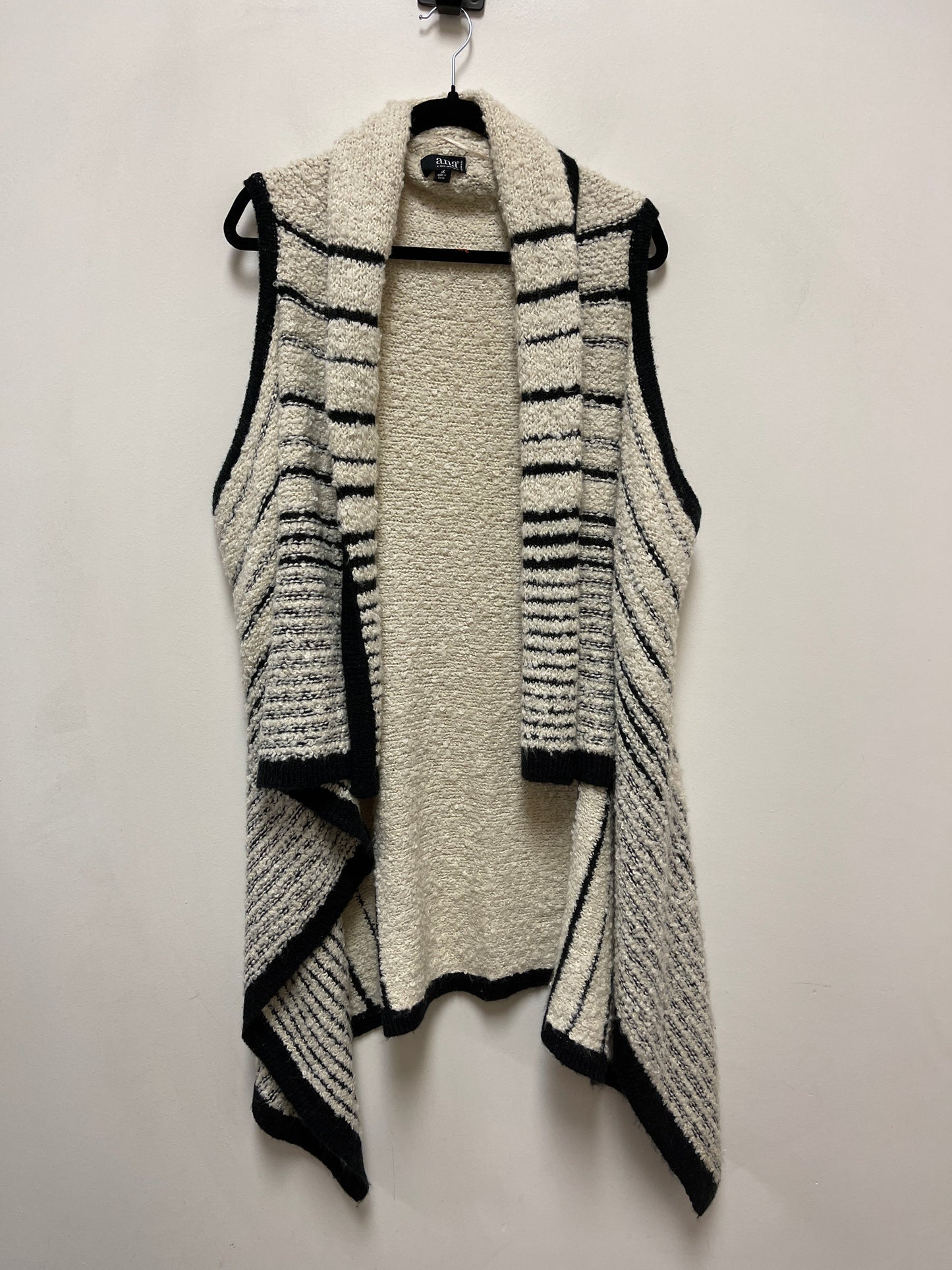 Vest Sweater By Ana In Black & Cream, Size: 1x