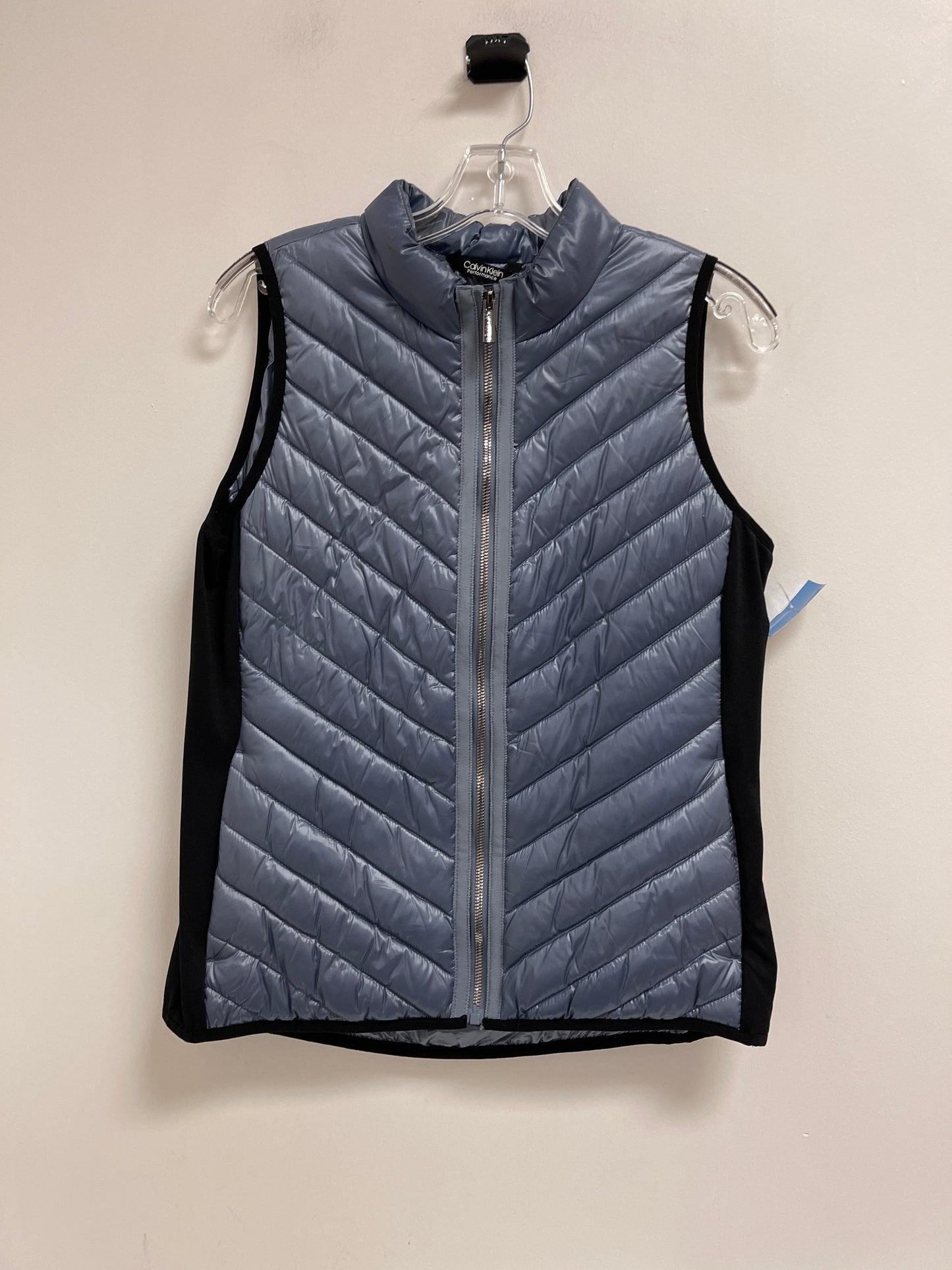 Vest Puffer & Quilted By Calvin Klein In Black & Blue, Size: M