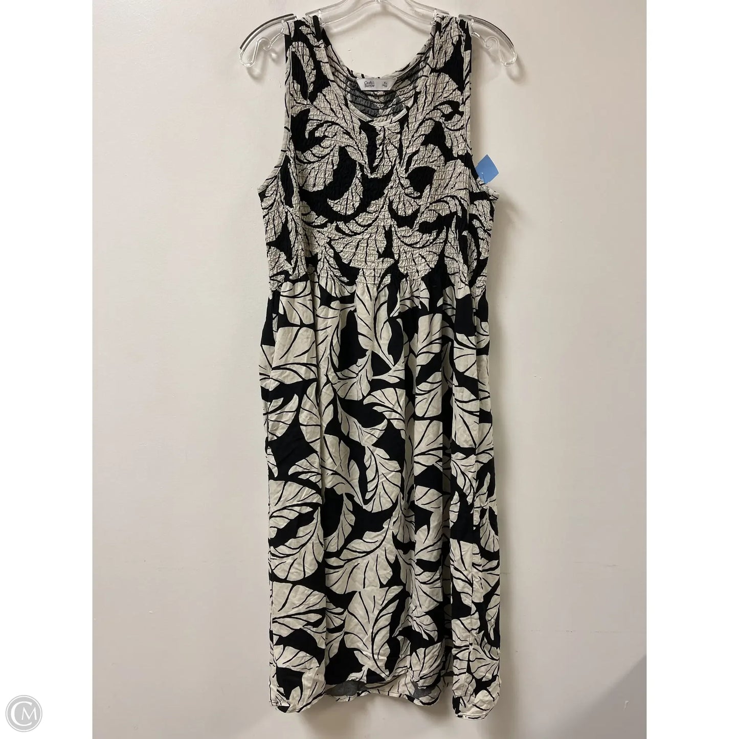 Dress Casual Midi By Croft And Barrow In Black & Cream, Size: Xl