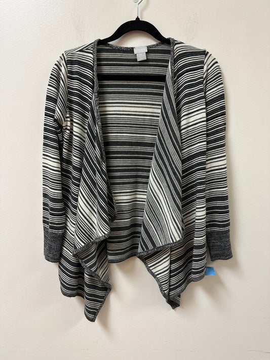 Sweater Cardigan By Chicos In Black & White, Size: Xs