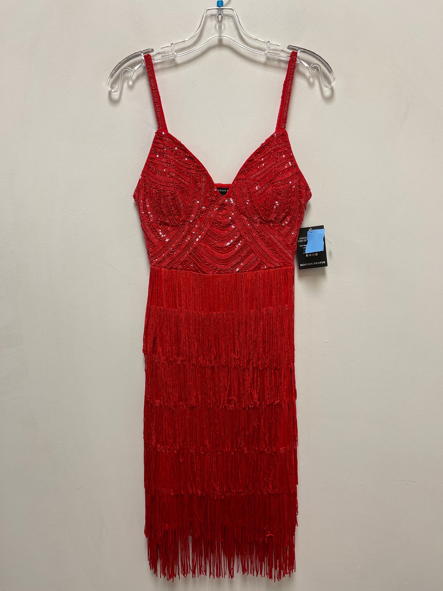 Dress Party Midi By Boston Proper In Red, Size: Xs