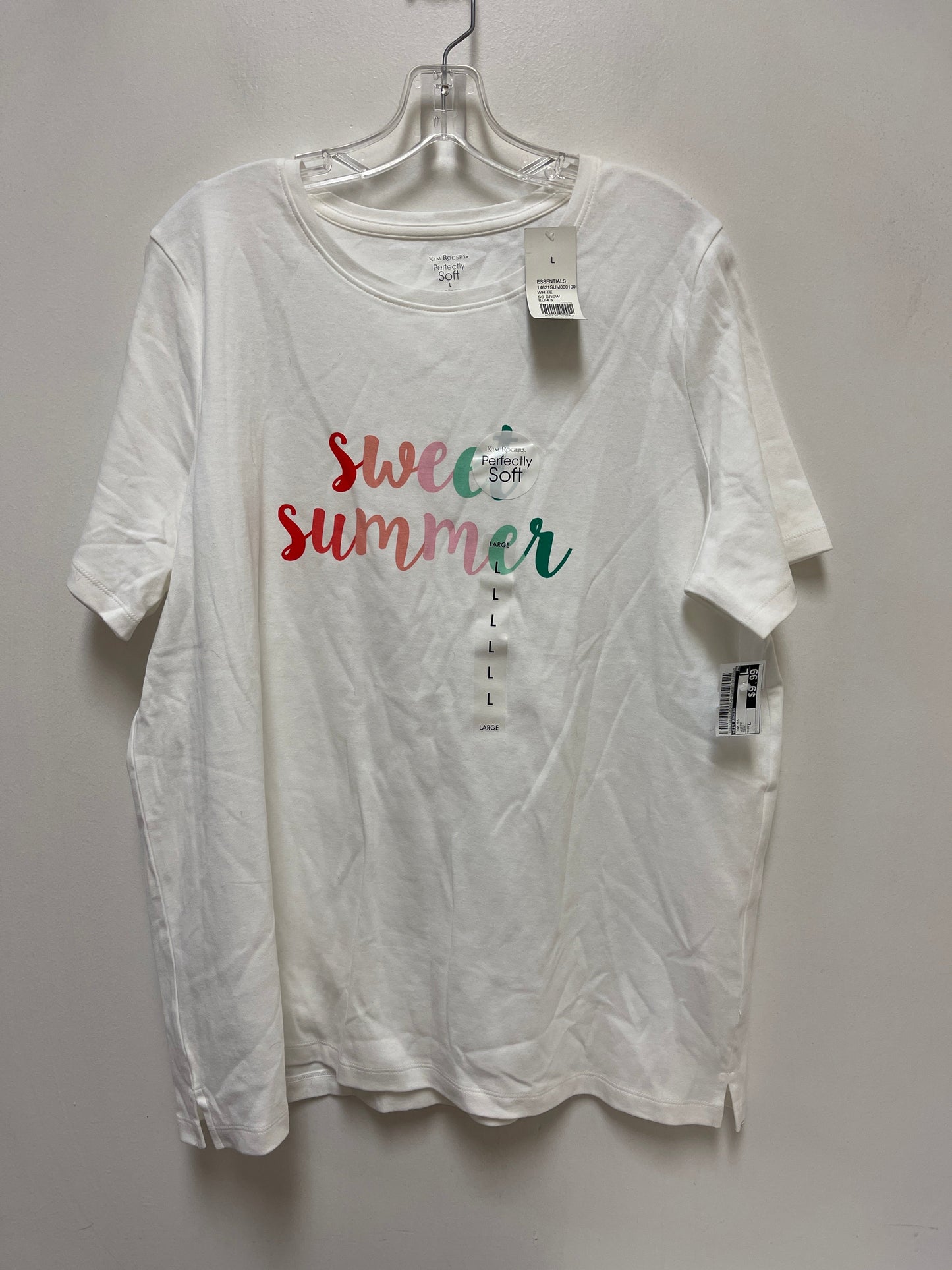 Top Short Sleeve By Kim Rogers In White, Size: L