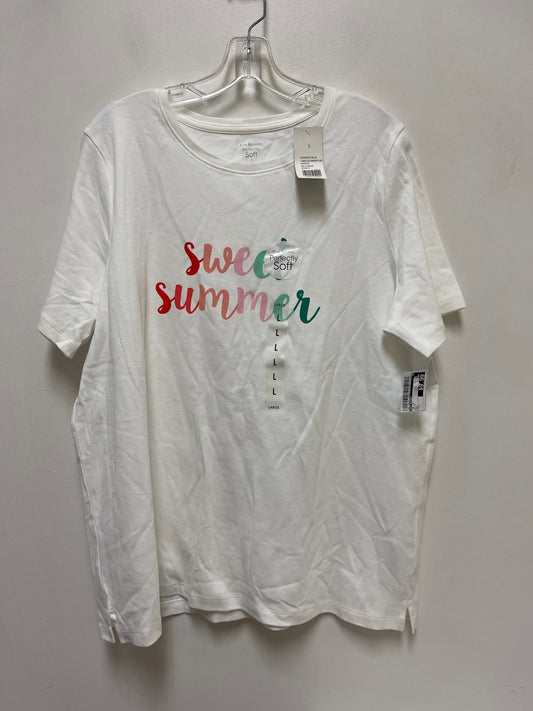 Top Short Sleeve By Kim Rogers In White, Size: L