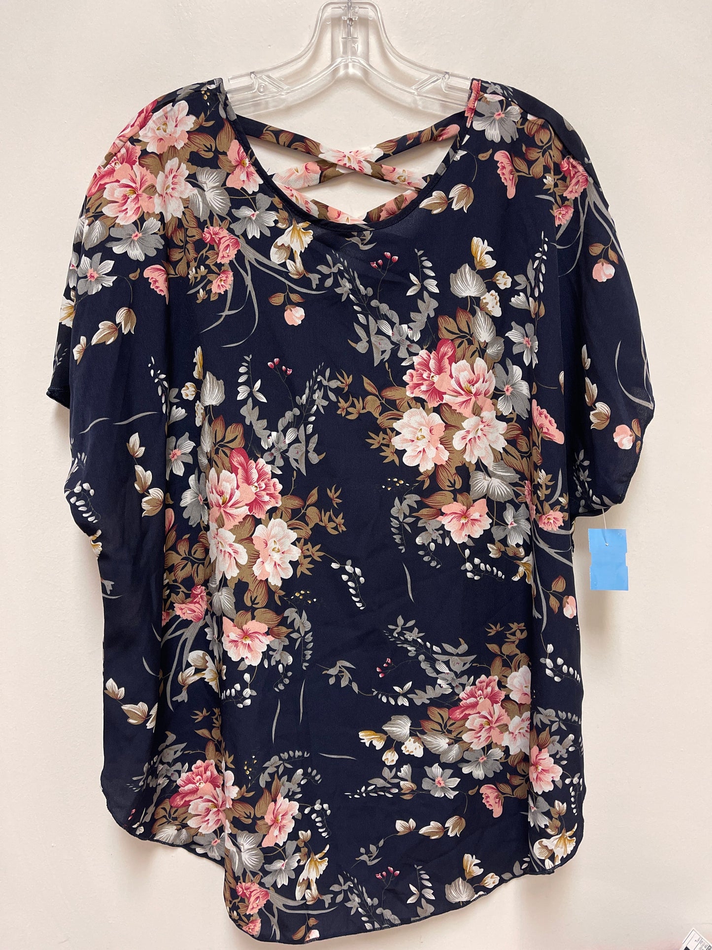 Top Short Sleeve By Shein In Floral Print, Size: 2x