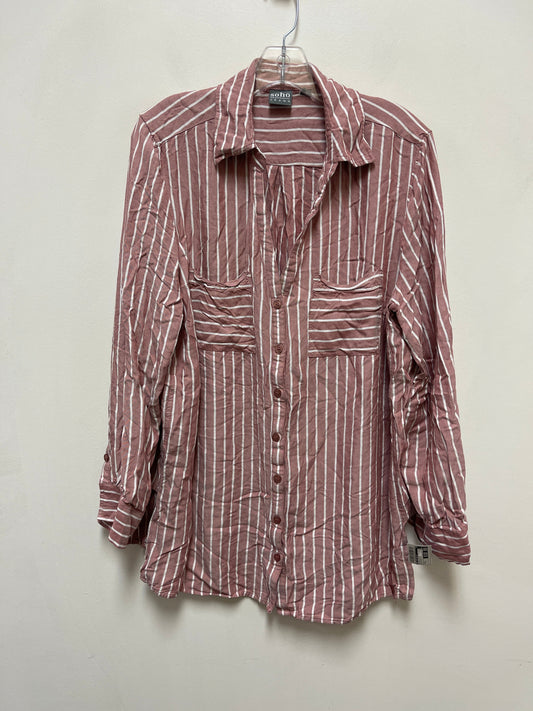 Top Long Sleeve By New York And Co In Red & White, Size: Xl