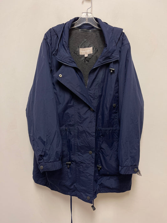 Jacket Windbreaker By Woman Within In Navy, Size: 3x