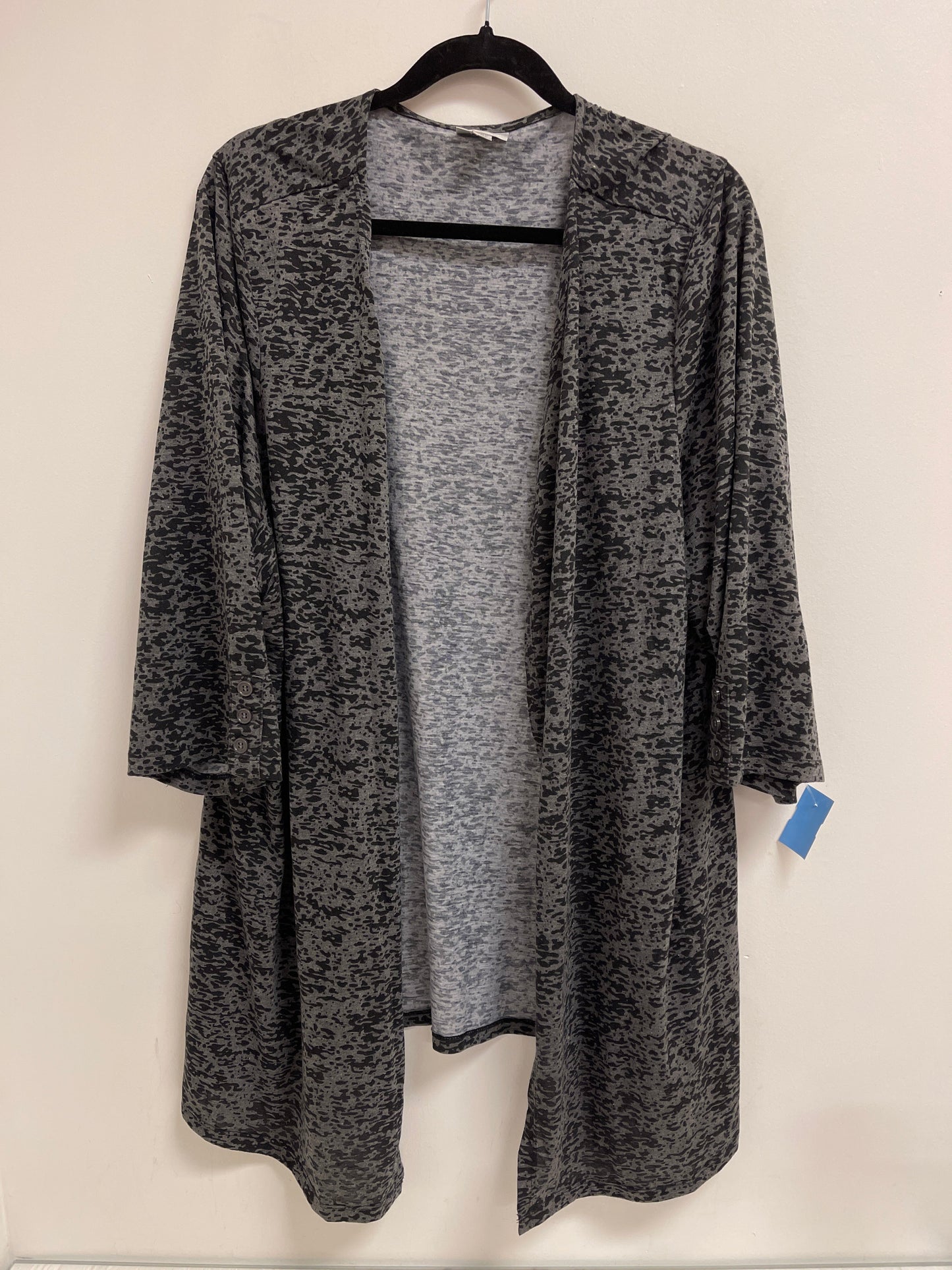 Sweater Cardigan By Avenue In Black & Grey, Size: 4x