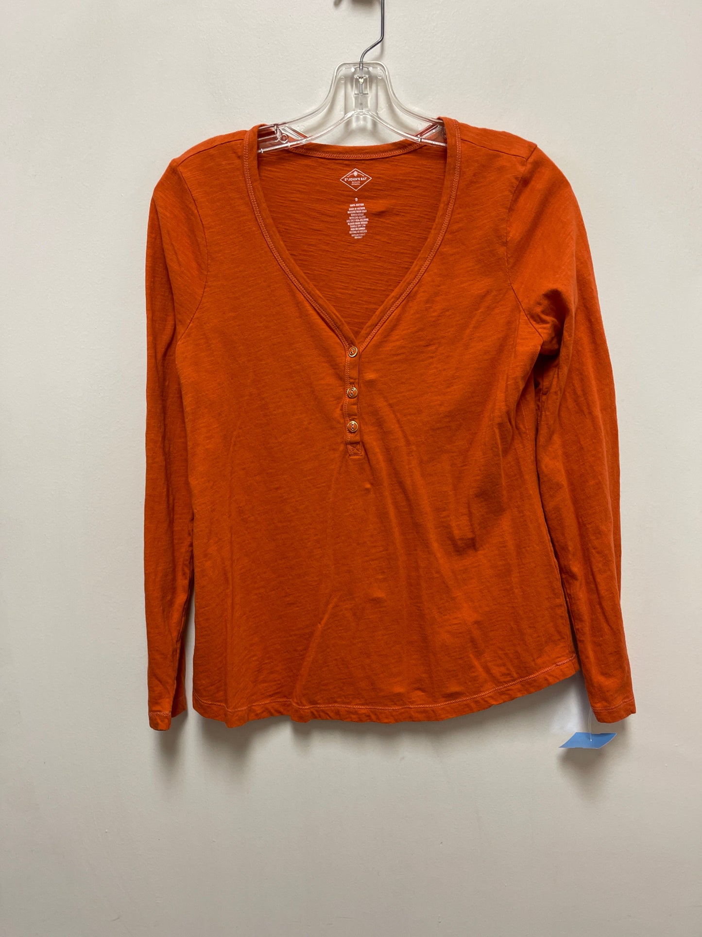 Top Long Sleeve By St Johns Bay In Orange, Size: S