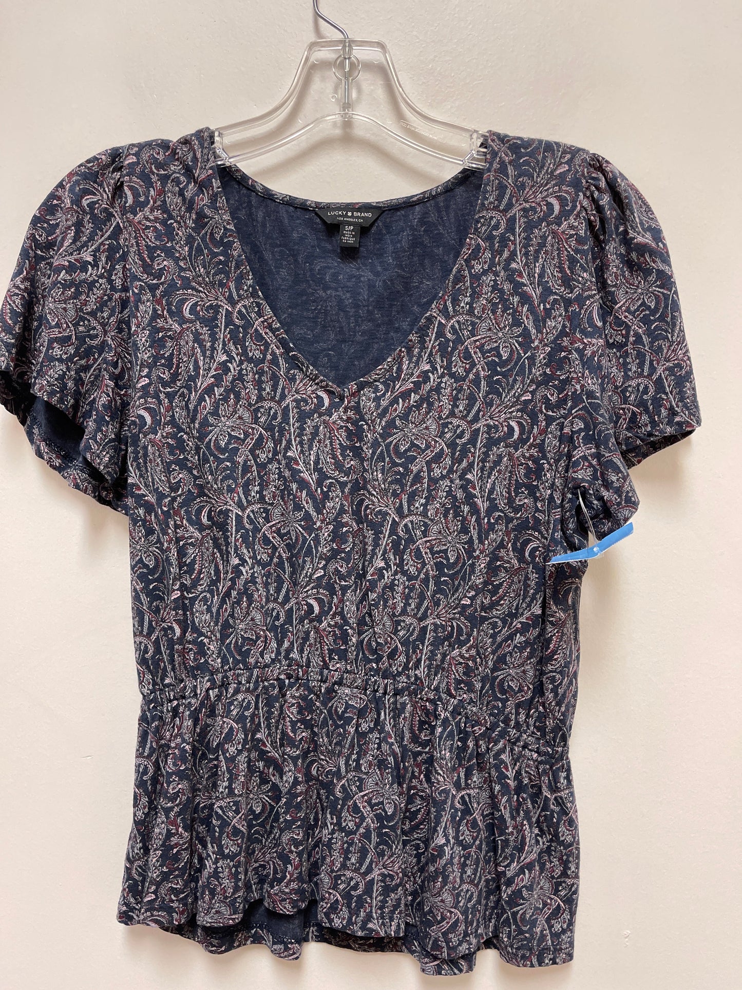 Top Short Sleeve By Lucky Brand In Navy, Size: S