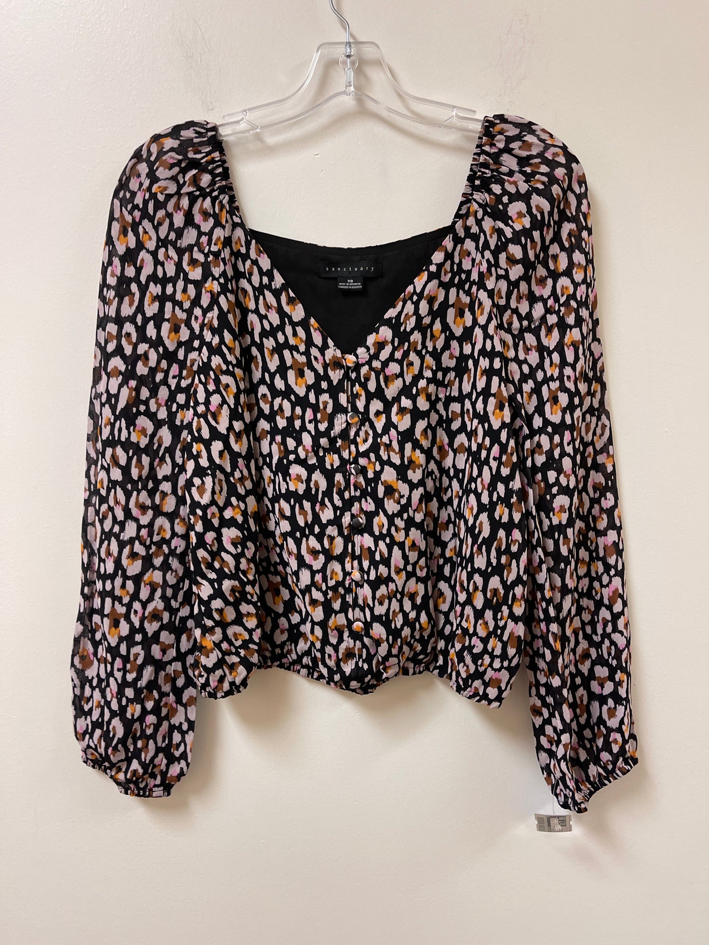 Blouse Long Sleeve By Sanctuary In Black & Purple, Size: Xs