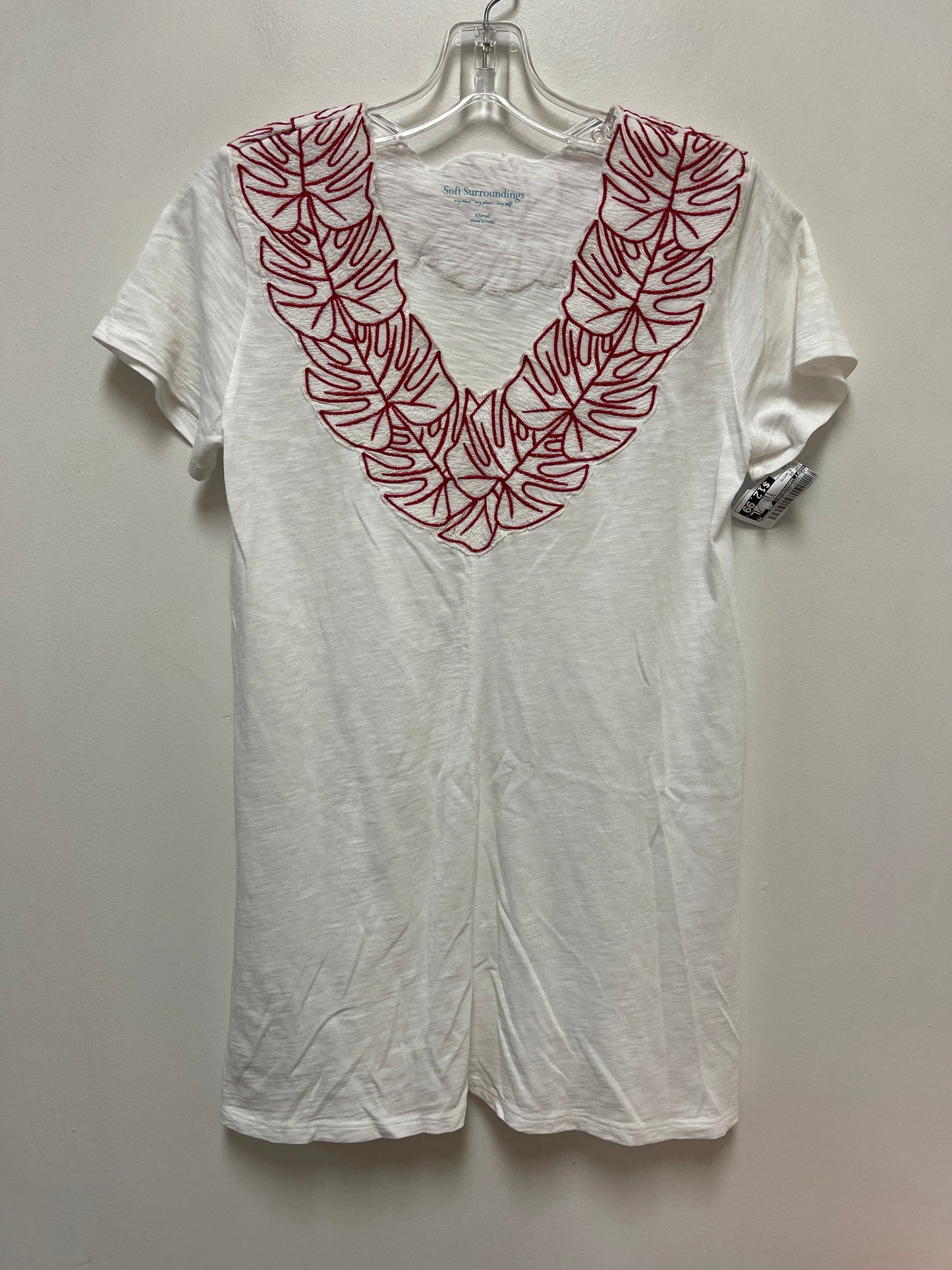 Top Short Sleeve By Soft Surroundings In Red & White, Size: Xs