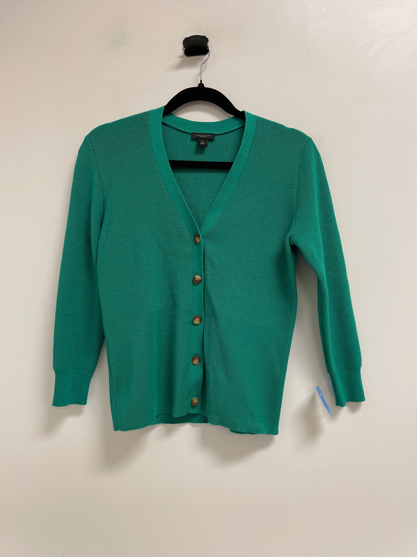 Sweater Cardigan By Ann Taylor In Green, Size: Xs