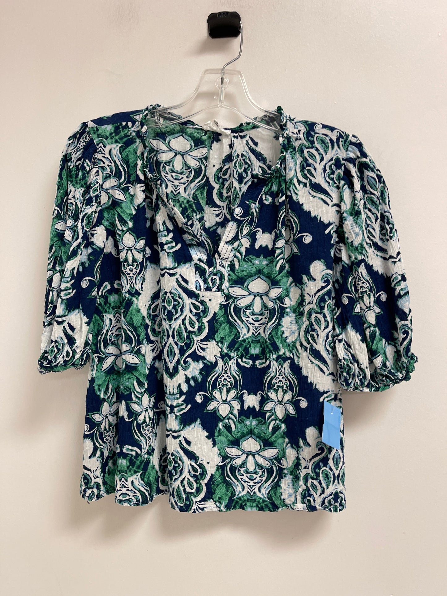 Top Short Sleeve By Nicole By Nicole Miller In Blue & Green, Size: Xl